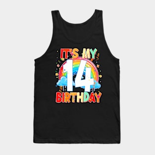 14 Years Old Birthday Girl Rainbow For Teen 14Th Birthday Tank Top